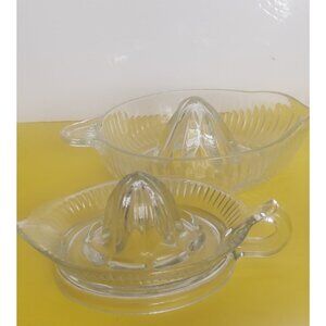 Vintage Glass Orange Juicer 5"  & LARGE Glass Grapefruit Squeezer 6"